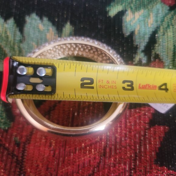 ADRIENNE VITTADINI-Yellow gold toned Rhinestone Hinged Bangle Bracelet.Brand new - Picture 7 of 9